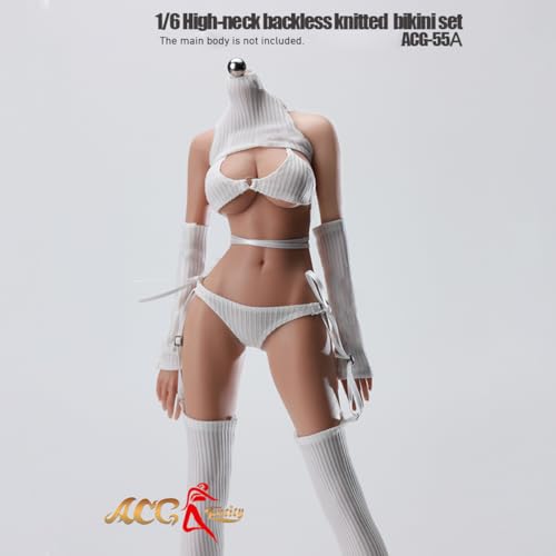 HiPlay JIAOUDOLL 1/6 タートルネック オープンバック ニット ピュアセクシー オタクキラー ビキニ ACG-55A ホワイト 女性 フィギュア用 服 洋服 セット
