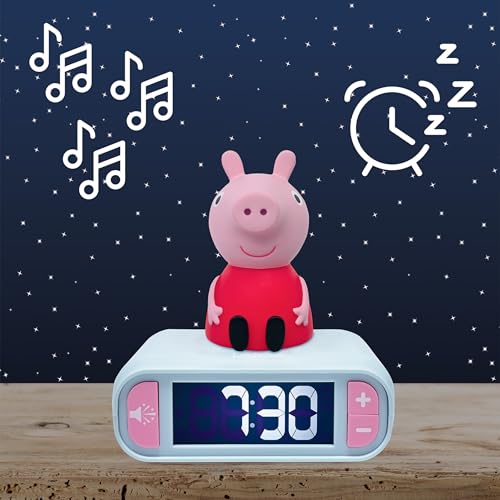 LEXIBOOK、ペッパピッグ ペッパピッグ ナイトライト 目覚まし時計 サウンド&メロディ バックライト付きLCDスクリーン 明るいスヌーズ機能 RL800PP