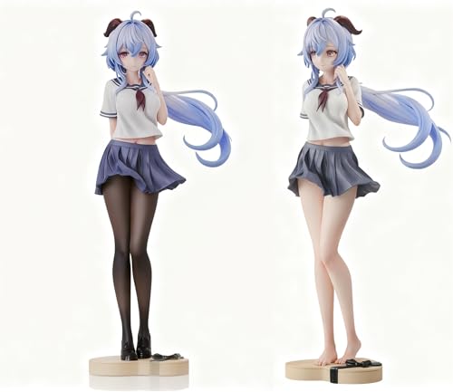 QYLYZHA 原神 フィギュア 原神 甘雨 JK 制服バージョン 1/7 スケール PVC&ABS 製 塗装済み完成品フィギュア(黒ストッキングバージョン,マルチカラー)