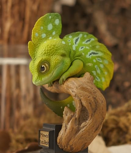 博物志 トカゲ物語 レッドアイアガマ グリーンイグアナ アルマジロトカゲ グリーンバシリスク フトアゴヒゲトカゲ アリソンアノール 台座付き 爬虫綱 12cm リアル フィギュア プラモデル 模型 オリジナル スタチュー コレクション 情景 プレゼント 装飾 撮影道具 インテリア 置物 (グリーンバシリスク)