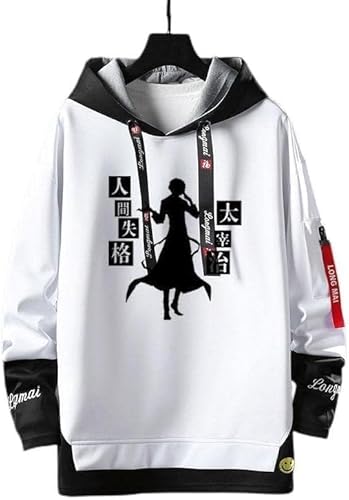 BNQ 文豪ストレイドッグス パーカー 人間失格 コスプレ衣装 運動パーカー 羅生門 太宰治 中原中也 中島敦 芥川竜之介 長袖 フード付き服 メンズ 春秋服 上着 日常服 誕生日 プレゼント (5,L 薄手)