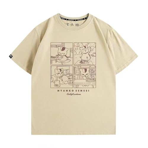 [CCOSPEN] 夏目友人帳 グッズ Tシャツ 夏服 半袖 スポーツ＆アウトドア ニャンコ先生 斑 メンズ 大きいサイズ コスプレ衣装 速乾性 快適な軽い ビッグシルエット オーバーサイズ 柔らかい 耐久性 通気性 (XL,2) [並行輸入品]