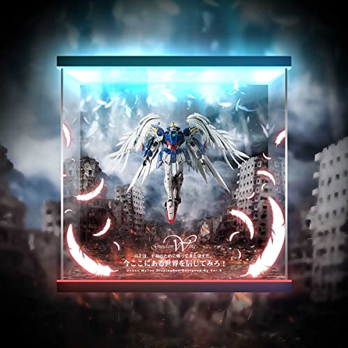 GUNDAM FIX FIGURATION METAL COMPOSITE ウイングガンダムゼロ EW版 新機動戦記ガンダムW GFFMC 専用 フィギュアケース 格納庫 LED アクリル ショーケース (上下+背景照明)