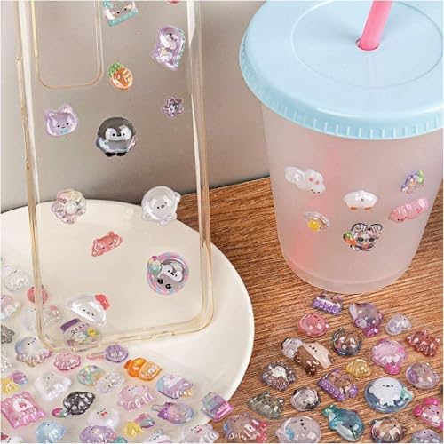 [mocoly]多機能3Dシール ボンボンドロップ ちいかわコラボ UV立体印刷 手帳/ホルダー作成用 日本風動物デザイン 安全エコ素材 ぷくっと浮き出る質感 包装可 全15種ミックスパック (6点セット-2)