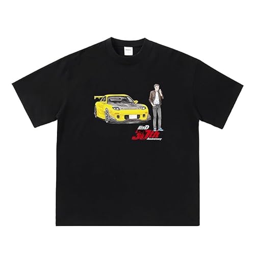 [シェーク] 頭文字D Tシャツ 半袖 藤原拓海 イニシャルd インナーシャツ T-Shirt コスプレ衣装 夏服 日常服 記念シャツ 応援グッズ かっこいい カジュアル ファッション 通勤 通学 男女兼用 (黒-1,S) [並行輸入品]