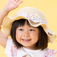 お花総柄日よけリボンハット