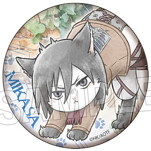 進撃の巨人 調査兵にゃん 缶バッジ ミカサ