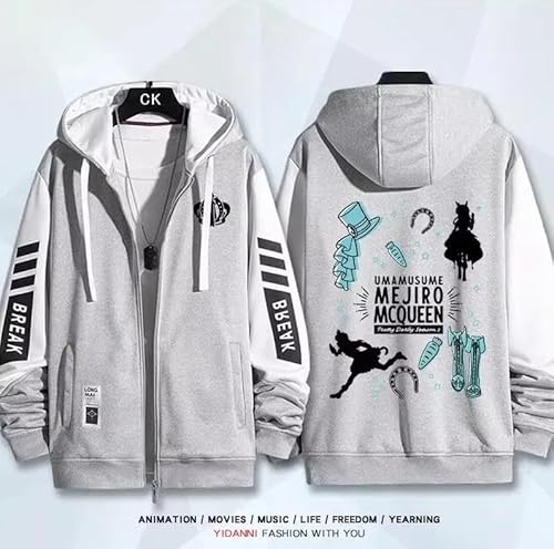 [COLE] ウマ娘 プリティーダービー キタサンブラック パーカー 長袖 コート ライスシャワー メジロマックイーン トウカイテイオー フード付き服 運動パーカー 日常服 Hoodieメンズ 誕生日 プレゼント コスチューム (7,L 厚手)