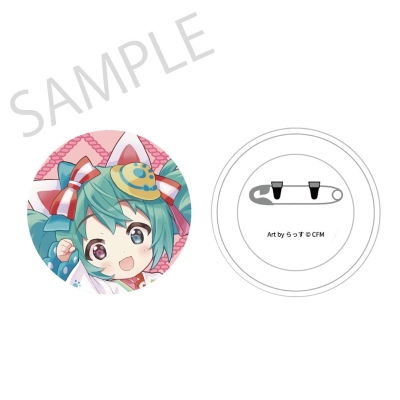 【グッズ-バッチ】「初音ミク×招き猫」 ふわもふタッチ缶バッジ 初音ミク白猫B Art by らっす【再販】