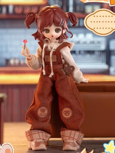 子犬のカラフルなワードローブ BJDブラインドドール シリーズ 高約16cm PVC&ABS素材 1/12 BJDスペシャルボディ 女の子のギフト 関節可動フィギュア 塗装済み プレゼントハンドモデルの装飾品(Brown)