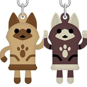 モンスターハンターワイルズ ラバーキーホルダー 踊るしろねこハニワ/踊るくろねこハニワ セット