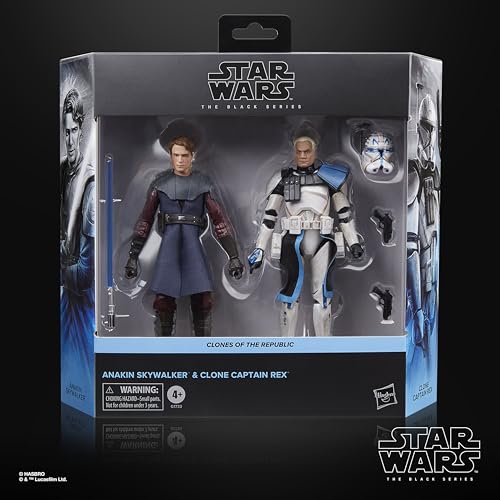 【Amazon.co.jp限定】ハズブロ（Hasbro）スター・ウォーズ STAR WARS ブラックシリーズ アナキン・スカイウォーカー＆クローン・キャプテン・レックス、スター・ウォーズ プレミアムコレクション用 15 cm アクションフィギュア 2 体セット G1733 正規品