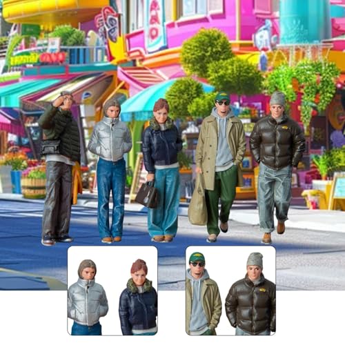 KLKCMS 5 個入り 1/64スケール ミニチュア ミニチュア 人物 現代 男 女 樹脂フィギュア ジオラマ レイアウト用
