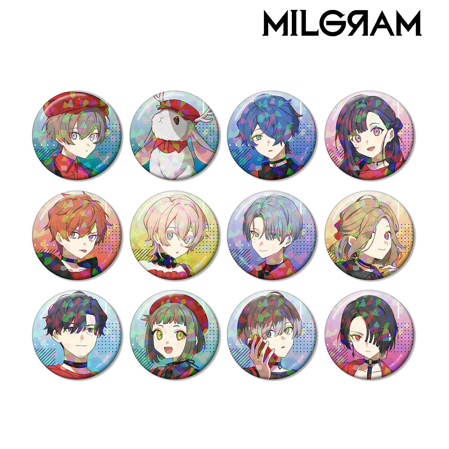 MILGRAM -ミルグラム-_描き下ろし 5th Anniversary ver. トレーディングホログラム缶バッジ(単位/コンプリートBOX/12パック入り)