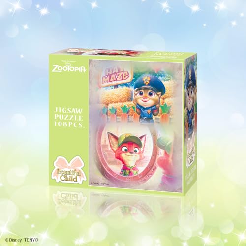 テンヨー(Tenyo) 【日本製】 108ピース ジグソーパズル ディズニー ジュディ&ニック 〈ビューティフル チャイルド〉 (18.2x25.7cm) D-108-072 のり付き へら付き サービスカード付き