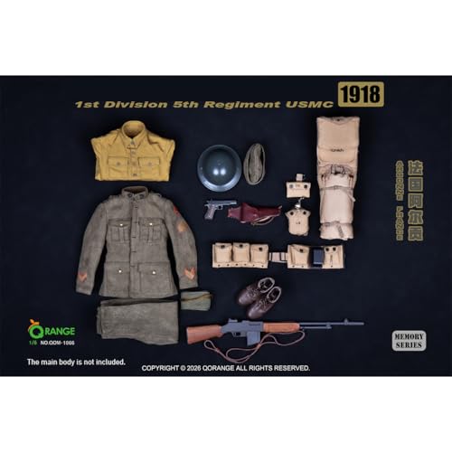 HiPlay QORANGE QOTOYS 1/6 USMC 第1師団 第5海兵連隊 アルゴンヌ戦線 フランス 1918 QOM-1066 男性 フィギュア用 アクセサリー 付属品