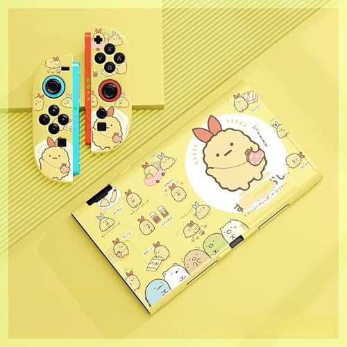 Switch カバー すみっコぐらし とかげ えびふらいのしっぽ NS/OLED対応 かわいい 漫画 萌えグッズ 薄型 分体式 全面保護 衝撃吸収 汚れ防止 デコレーション 記念品 収納ケース 友人 誕生日 クリスマス 祝日 ギフト (NS2,えびふらいのしっぽ)