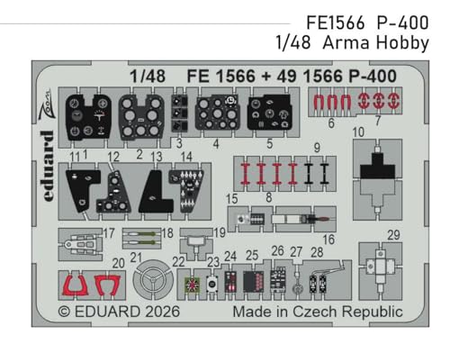 エデュアルド 1/48 ズーム P-400 エッチングパーツ (アルマホビー用) プラモデル用パーツ EDUFE1566 (飛行機)