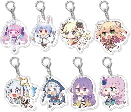 Sbdsyue(ユェ) for ホロライブ キーホルダー 8枚セット for hololive「ラクガキ キングダム」×「ホロライブ」宝鐘 マリン 紫咲 シオン 白上 グッズ 可愛い 人気 アニメ キャラクター 萌えグッズ 持ち運び便利 携帯 鍵 自動車 飾り軽量 プレゼント ギフト 誕生日プレゼント 贈り物 for ホロライブ 萌えグッズ (8枚セットC)
