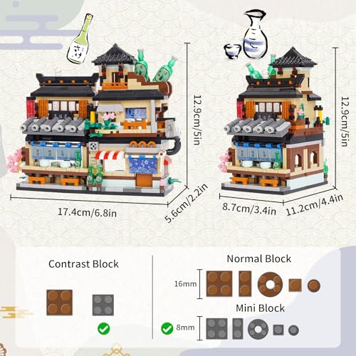 LULUFUN マイクロブロック 街づくり 居酒屋 ラーメン お寿司 やきとり おもちゃ ビジネス街 お店 ハウス 組立 玩具 インテリア 大人 プレゼント 暇つぶし ギフト 誕生日 贈り物 (居酒屋)