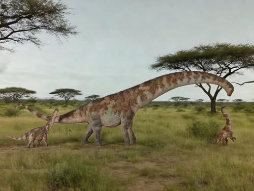 HAOLONGGOOD 1/35 スケール ドレッドノータス モデル 恐竜 フィギュア 全長約70cm 大きいサイズ リアル 竜脚類 ティタノサウルス類 模型 プラモデル 完成品 (ブラウン) [並行輸入品]