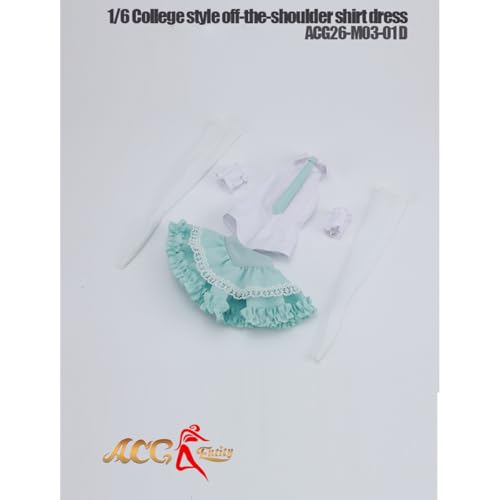 HiPlay JIAOUDOLL 1/6 スクール風 オフショルダー シャツ＆スカートセット ACG26D グリーン 女性 フィギュア用 服 洋服 セット