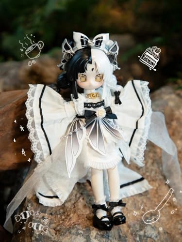 節気の癒し」 BJDブラインドドール シリーズ 高約17cm PVC&ABS素材 1/12 BJDスペシャルボディ 女の子のギフト 関節可動フィギュア 塗装済み プレゼントハンドモデルの装飾品(Black)