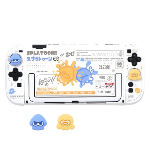 [YAYANA]スプラトゥーン for Switch 2収納ケース ゲーム機保護カバー ドーディング収納バッグ防塵ベース 大容量 スイッチ収納バック 保護カバー 防塵防汚防水 耐衝撃 旅行用 (白い保護ケース＋スティックカバー)