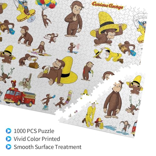 ジグソーパズル おさるのジョージ 1000ピース 子供 初心者向け クリスマス バレンタインデー 誕生日 プレゼント お祝いギフト (50x75cm)