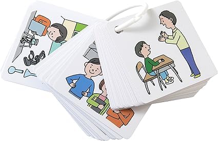 【行動がみるみる変わる！】パッと行動支援絵カード 学校生活編（4ヵ国語表記）