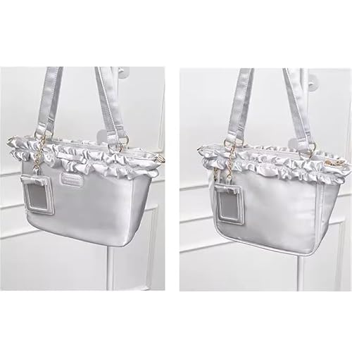 【FUYUUNEKO】カードケース付きフリル痛バッグ ふゆねこ 浮遊猫 MILK DOLLY ミルクドーリー 中国痛バ 推し活 シルバーグレー [並行輸入品]