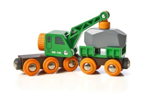 BRIO (ブリオ) 緑のクレーンワゴン 33698 対象年齢 3歳~ 【おもちゃ 玩具 木製おもちゃ 電車 機関車 車両 電動車両 プレゼント（誕生日/クリスマス）】