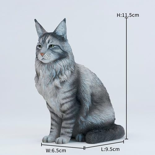 JXK 1:6サイズ メインクーン 猫 11.5cm 座り姿 フィギュア リアル プラモデル 模型 オリジナル スタチュー 完成品 コレクション 情景 誕生日 プレゼント 装飾 撮影道具 インテリア 置物、364B [並行輸入品]