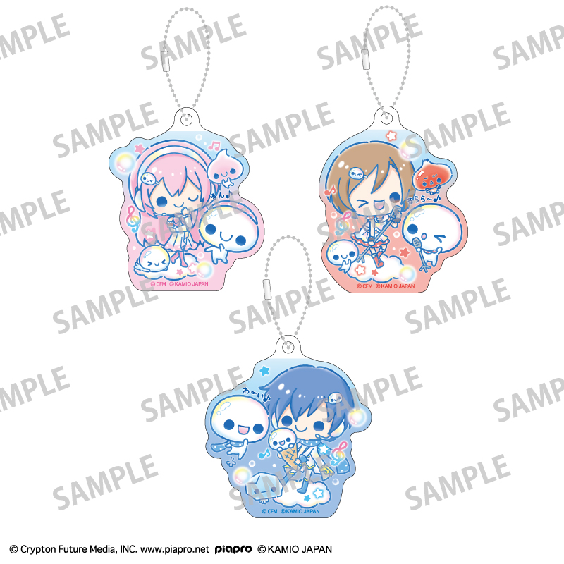 初音ミク×ぷくぷくあわわちゃん_アクリルキーホルダーセット 巡音ルカ・MEIKO・KAITO