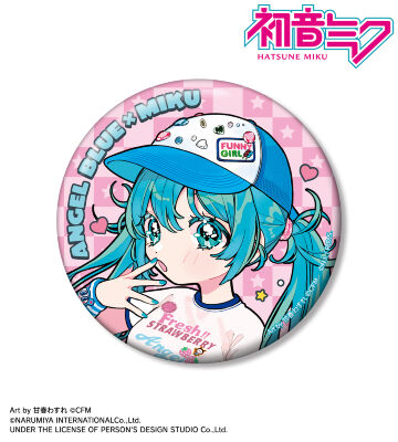 ANGEL BLUEコラボ 描き下ろし 初音ミク Art by 甘春わすれ 100mm缶バッジ ver.A