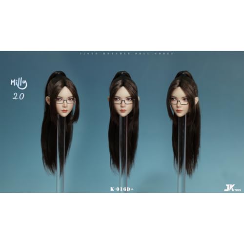 HiPlay JKTOYS 1/6 アジア美女 ミリー Milly 2.0 K-016D+ ヘッド&メガネ ドール用 頭 塗装済み