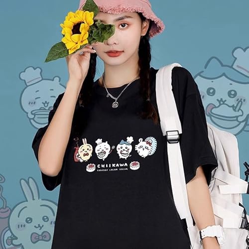 [tSGxbv] ちいかわ Tシャツ 半袖 ハチワレ うさぎ カットソー 綿100% 薄手 通気性 男女兼用 カジュアル トップス 夏服 学生服 通勤 旅行 品質 萌えグッズ 誕生日 贈り物 (3XL,1)