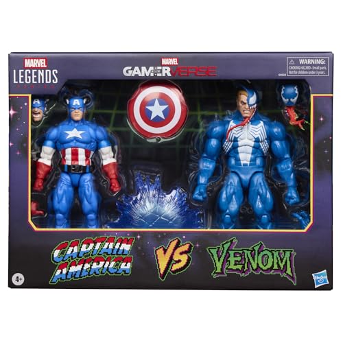 ハズブロ(Hasbro)MARVEL マーベル レジェンド・シリーズ ゲーマーバース キャプテン・アメリカ VS ヴェノム、レトロゲームをモチーフにしたコレクション用 15 cm アクションフィギュア G0622 正規品