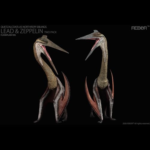 REBOR 1:35 サイズ ケツァルコアトルス フィギュア 白亜紀 アズダルコ科 翼竜 プラモデル 恐竜 リアル PVC 大人 おもちゃ 模型 19cm級 オリジナル 塗装済 完成品 (ブラウン) [並行輸入品]