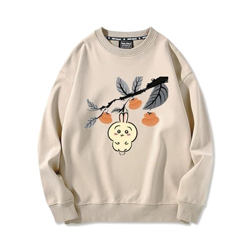 [SENDENG] たいおう ちいかわ 大きいサイズ ハチワレ うさぎ 人気 春服 秋服 上着 長袖 無地 おしゃれ トップス カジュアル ジャージ ゆったり シルエット プルオーバー 可愛いグッズ 衣装 日常服 男女兼用 プレゼント 通気性 (M,黄)