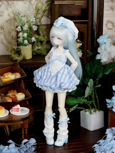 四季の喫茶物語 BJDブラインドドール シリーズ 高約19cm PVC&ABS素材 1/8 BJDスペシャルボディ 女の子のギフト 関節可動フィギュア 塗装済み プレゼントハンドモデルの装飾品(Blue)