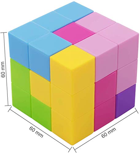XMD マジックキューブ マグネットブロック マジックブロックス マグネットパズル モンテッソーリ 玩具 立体パズル キューブ 7パーツ 立体パズル (マルチカラー)