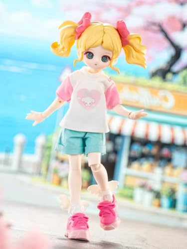 子犬のカラフルなワードローブ BJDブラインドドール シリーズ 高約16cm PVC&ABS素材 1/12 BJDスペシャルボディ 女の子のギフト 関節可動フィギュア 塗装済み プレゼントハンドモデルの装飾品(Pink)