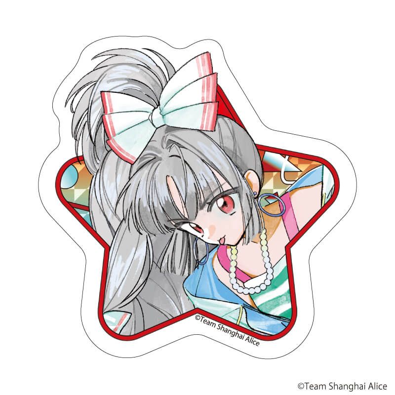 ダイカットステッカー「東方Project」07/藤原妹紅 レトロアイドルver.(描き起こしイラスト)