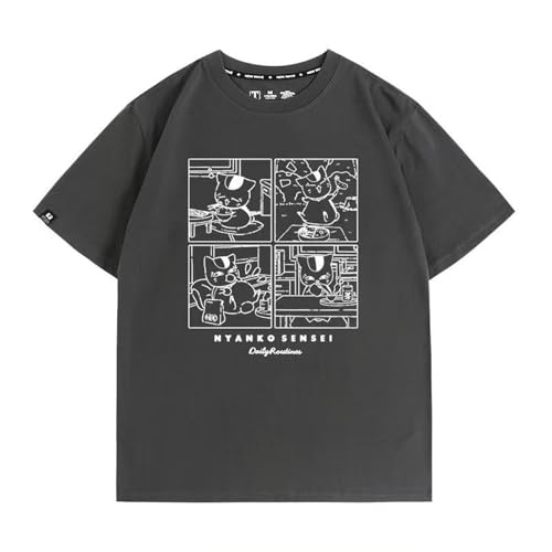 [CCOSPEN] 夏目友人帳 グッズ Tシャツ 夏服 半袖 スポーツ＆アウトドア ニャンコ先生 斑 メンズ 大きいサイズ コスプレ衣装 速乾性 快適な軽い ビッグシルエット オーバーサイズ 柔らかい 耐久性 通気性 (S,3) [並行輸入品]