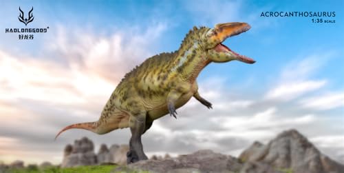1/35 サイズ アクロカントサウルス 29.5cm級 PVC CE認証 塗装済 白亜紀 獣脚類 カルカロドントサウルス科 恐竜 フィギュア リアル 模型 プラモデル おもちゃ スタチュー 置物 (2点セット) [並行輸入品]
