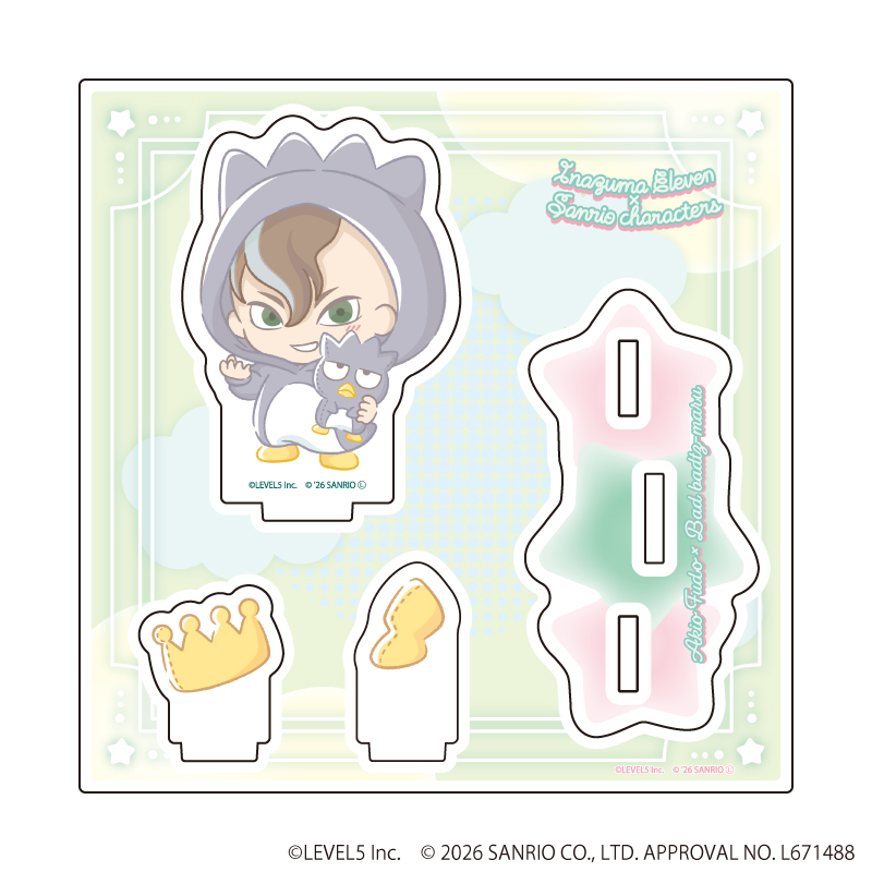 イナズマイレブン×サンリオキャラクターズ_アクリルスタンドプレート41/不動明王×バッドばつ丸(コラボイラスト)