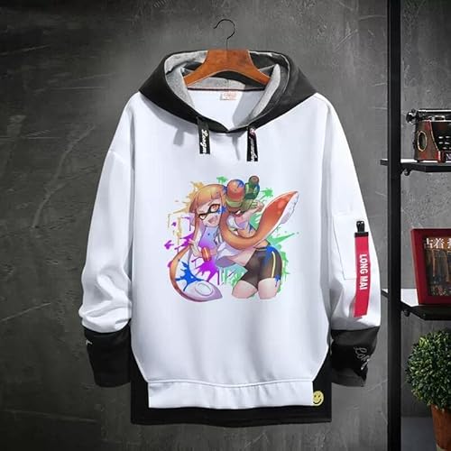[HIUU] スプラトゥーン3 パーカー 長袖 フード付き メンズ/レディース 流行 防寒 保温 応援服 トレーナー スウェット 通気性 柔らかい 春秋用 男女 個性的 秋冬服 日常服 プルオーバー ファッション ゆったり 2022新モデル イベンド 誕生日 プレゼント (D,2XL)