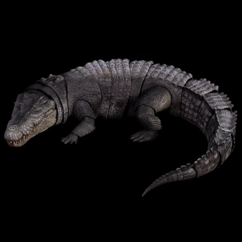 Nanmu 本心楠改 イリエワニ フィギュア ワニ目クロコダイル科 クロコダイル属 関節可動 可動式 35CM級 動物 リアル PVC+POM プラモデル おもちゃ 模型 置物 完成品 情景セット (170028 グレーフ) [並行輸入品]