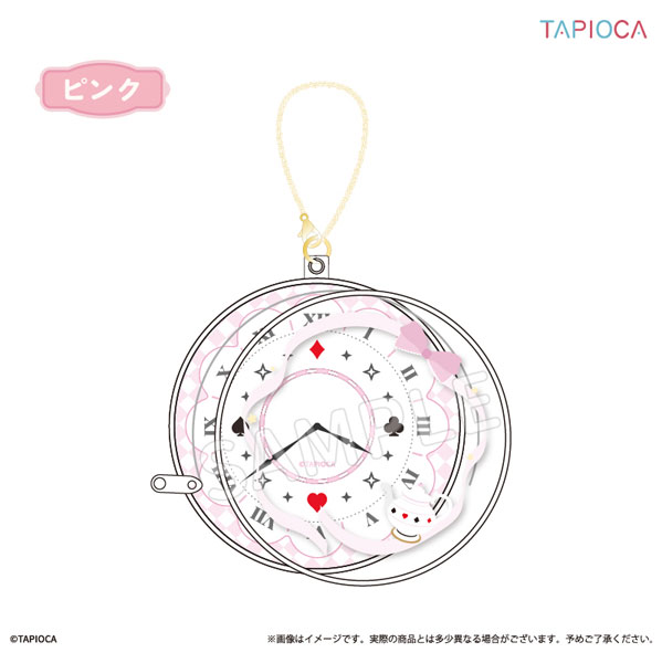 タピオカオリジナル 白うさぎの懐中時計 クリアポーチ ピンク